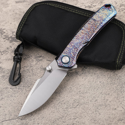 MASALONG VG10 Folding Pocket Knife - Titanium & Ironwood EDC Utility KNI-FD-018