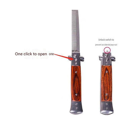 MASALONG Spring Assisted Folding Pocket Comb - Stainless Steel Styling Tool