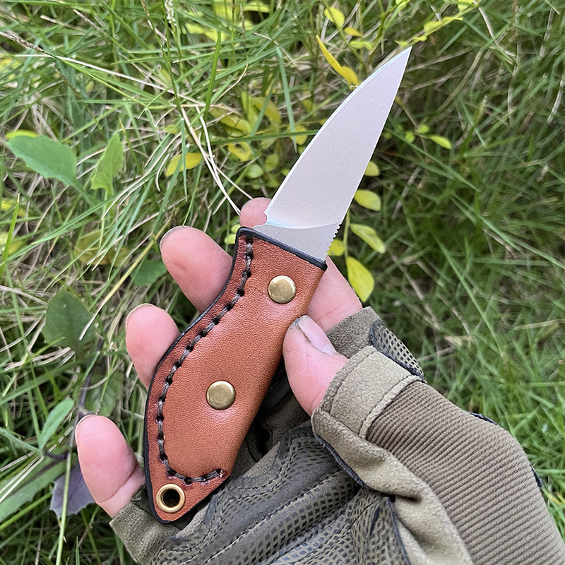 MASALONG DC53 Steel Full Tang Outdoor Utility Knife - Leather Handle EDC KNI-FD-037
