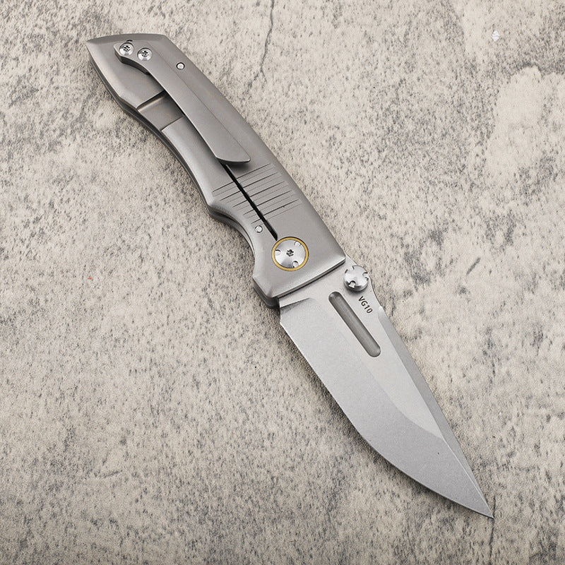 MASALONG VG10 Titanium Folding Knife - Outdoor EDC Utility Tool