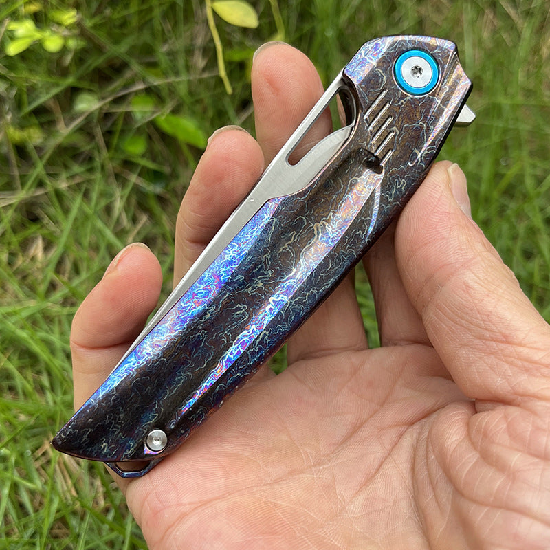 MASALONG D2 Steel Folding Utility Knife - Titanium Handle EDC Blade KNI-FD-009