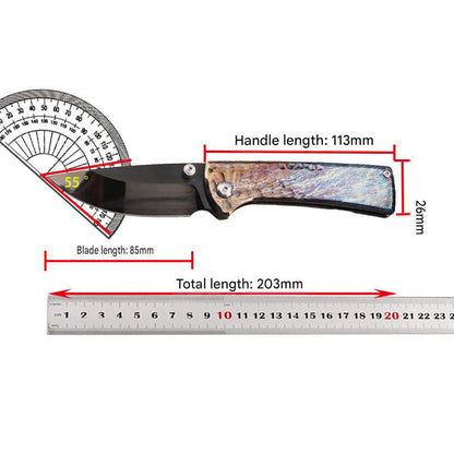 MASALONG D2 Steel DLC Folding Knife -Mirror-finish blade treatment Titanium Handle EDC Outdoor Utility KNI-FD-013
