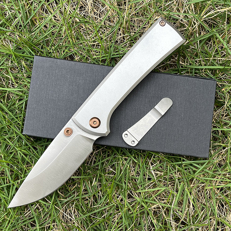 MASALONG 2026 D2 Steel Titanium Handle EDC Folding Utility Tool - Sandblasted KNI-FD-011