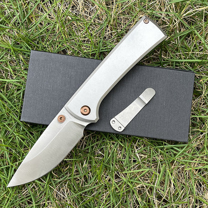MASALONG 2026 D2 Steel Titanium Handle EDC Folding Utility Tool - Sandblasted KNI-FD-011
