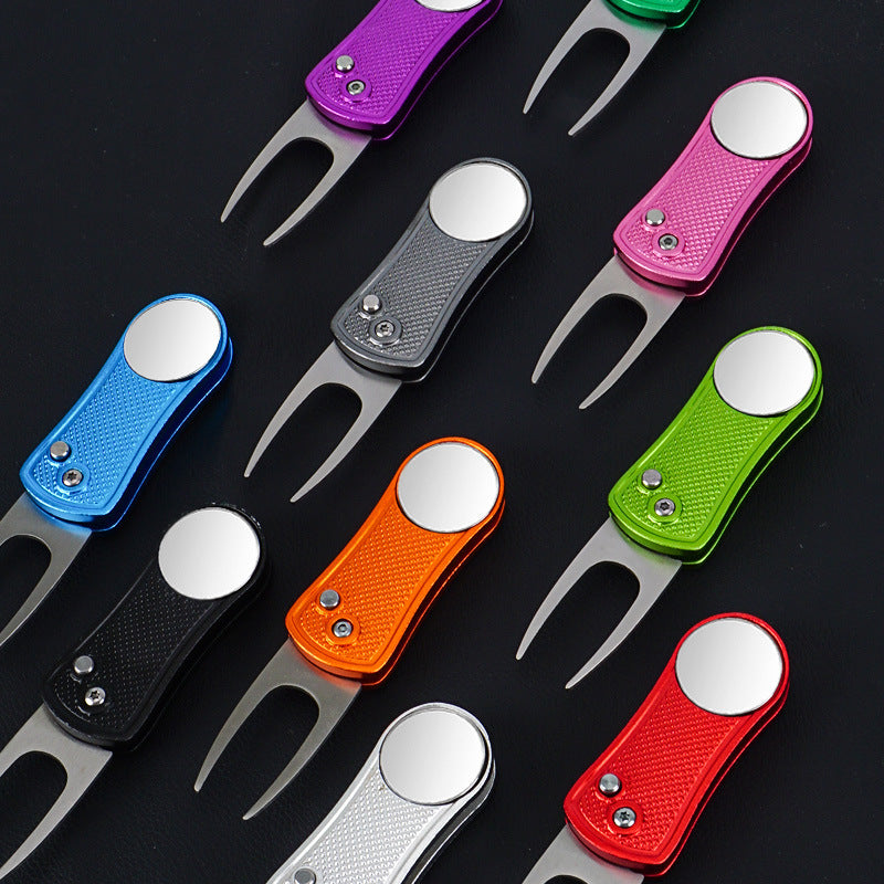 MASALONG Spring Folding Golf Divot Tool - Aluminum Alloy Green Repair