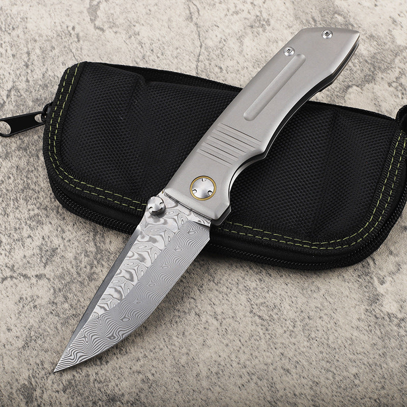 MASALONG VG10 Damascus Steel Blade Titanium Tc4 handle EDC Folding Knife - Outdoor Utility KNI-FD-033