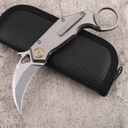 MASALONG 14C28N Steel Folding Karambit EDC Utility Knife -TC4 Titanium Handle KNI-FD-022