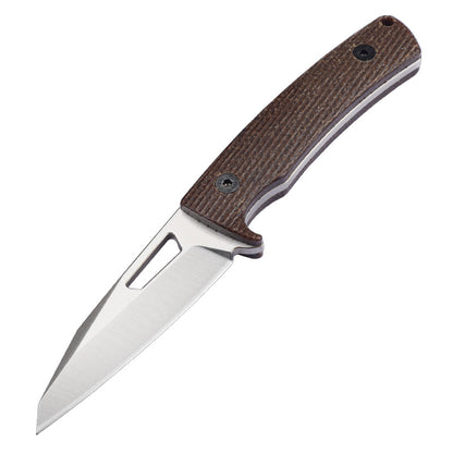 MASALONG DC53 Fixed Blade Outdoor Survival Knife - Linen Handle EDC Tool KNI-FD-042