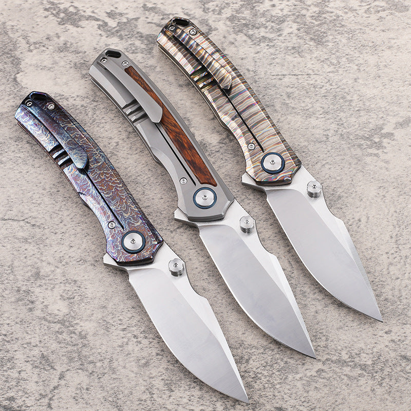 MASALONG VG10 Folding Pocket Knife - Titanium & Ironwood EDC Utility KNI-FD-018