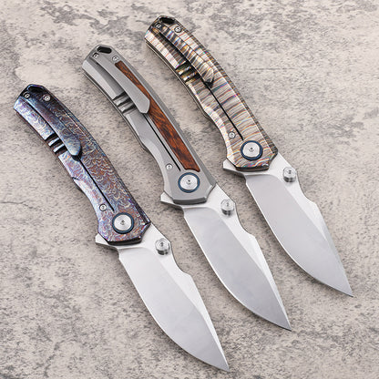 MASALONG VG10 Folding Pocket Knife - Titanium & Ironwood EDC Utility KNI-FD-018