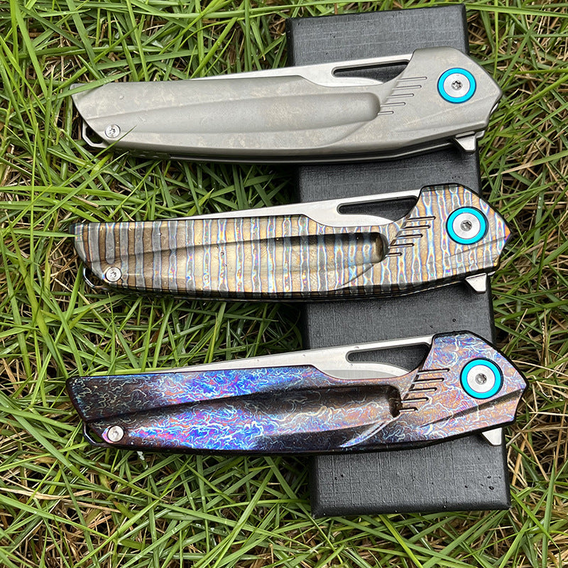 MASALONG D2 Steel Folding Utility Knife - Titanium Handle EDC Blade KNI-FD-009