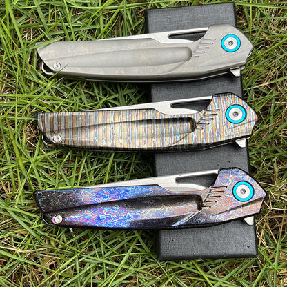 MASALONG D2 Steel Folding Utility Knife - Titanium Handle EDC Blade KNI-FD-009