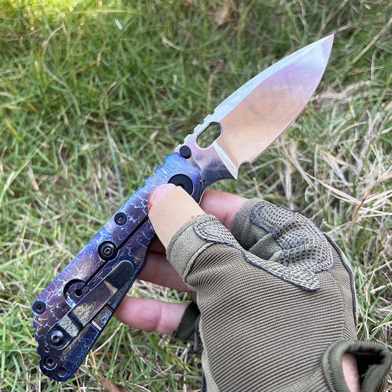 MASALONG 210mm Folding Pocket Knife - Outdoor Camping EDC Utility Tool TC4 Titanium Alloy Handle