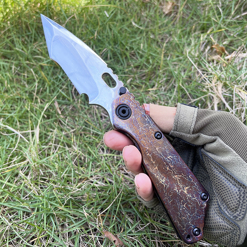 MASALONG 210mm Folding Pocket Knife - Outdoor Camping EDC Utility Tool TC4 Titanium Alloy Handle
