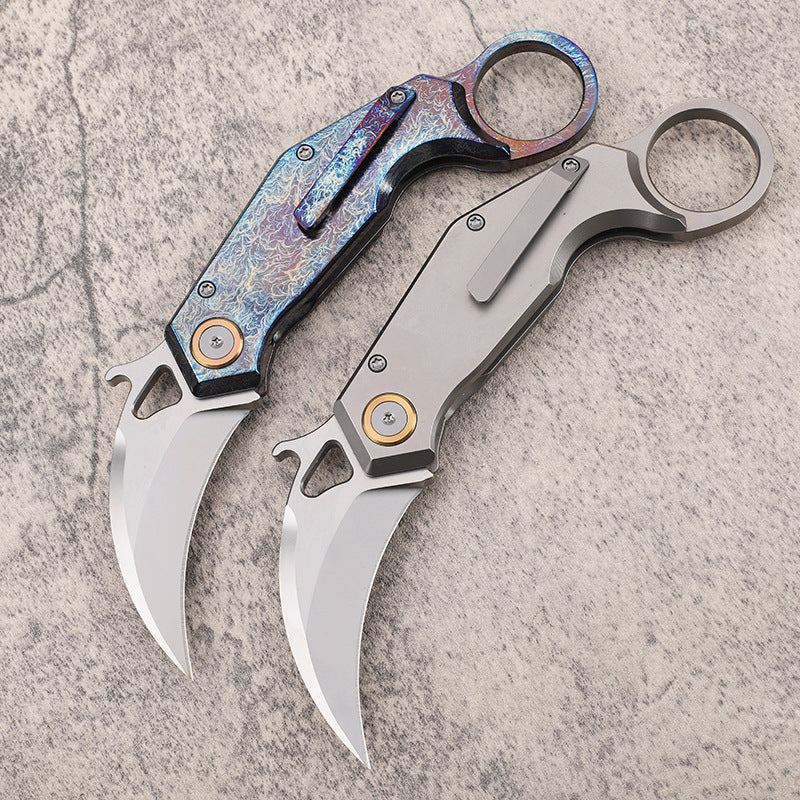 MASALONG 14C28N Steel Folding Karambit EDC Utility Knife -TC4 Titanium Handle KNI-FD-022