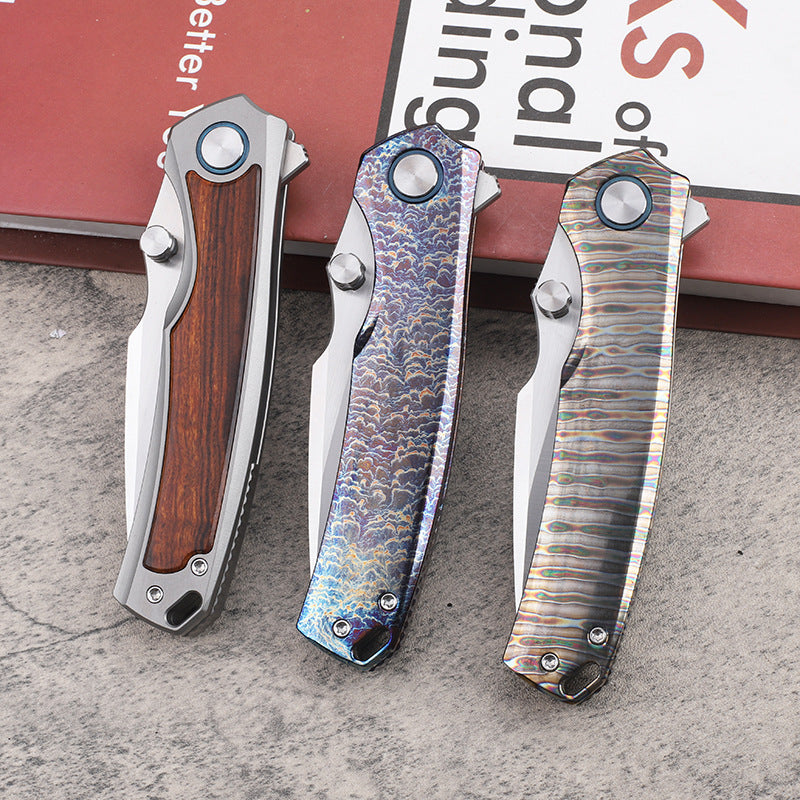 MASALONG VG10 Folding Pocket Knife - Titanium & Ironwood EDC Utility KNI-FD-018
