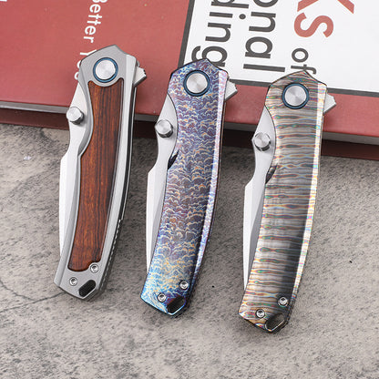 MASALONG VG10 Folding Pocket Knife - Titanium & Ironwood EDC Utility KNI-FD-018