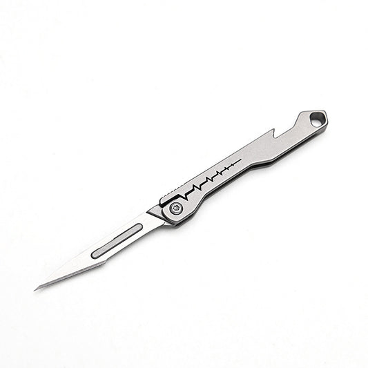 MASALONG Titanium EDC Folding Utility Knife - Quick Change Blade & Bottle Opener