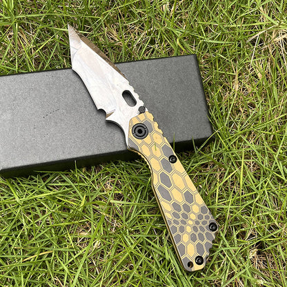 MASALONG D2 Steel Folding Knife - Anodized Titanium Handle EDC Tool KNI-FD-004