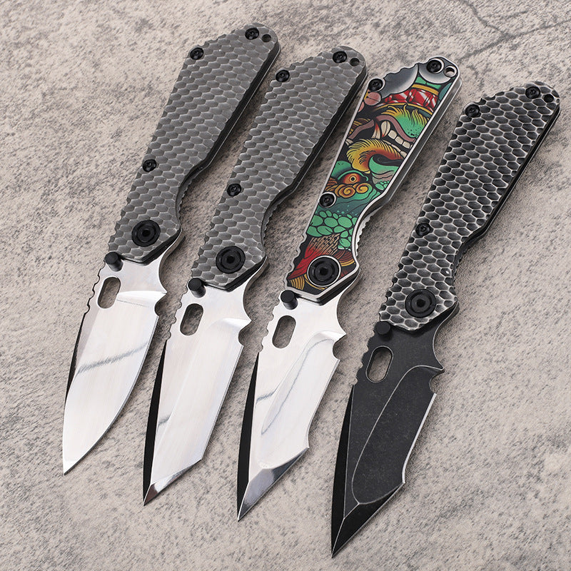 MASALONG D2 Steel Folding EDC Utility Knife - Titanium Handle Outdoor Tool Kni-fd-019