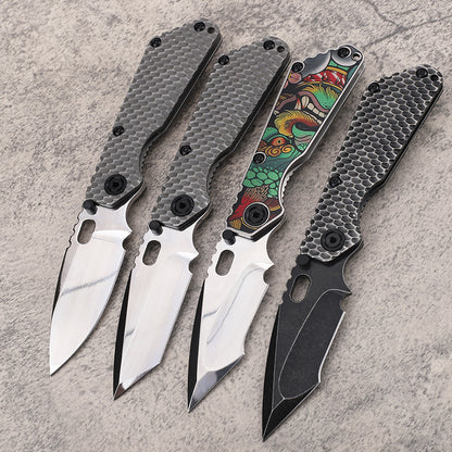 MASALONG D2 Steel Folding EDC Utility Knife - Titanium Handle Outdoor Tool Kni-fd-019
