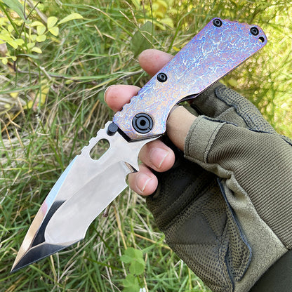 MASALONG 210mm Folding Pocket Knife - Outdoor Camping EDC Utility Tool TC4 Titanium Alloy Handle