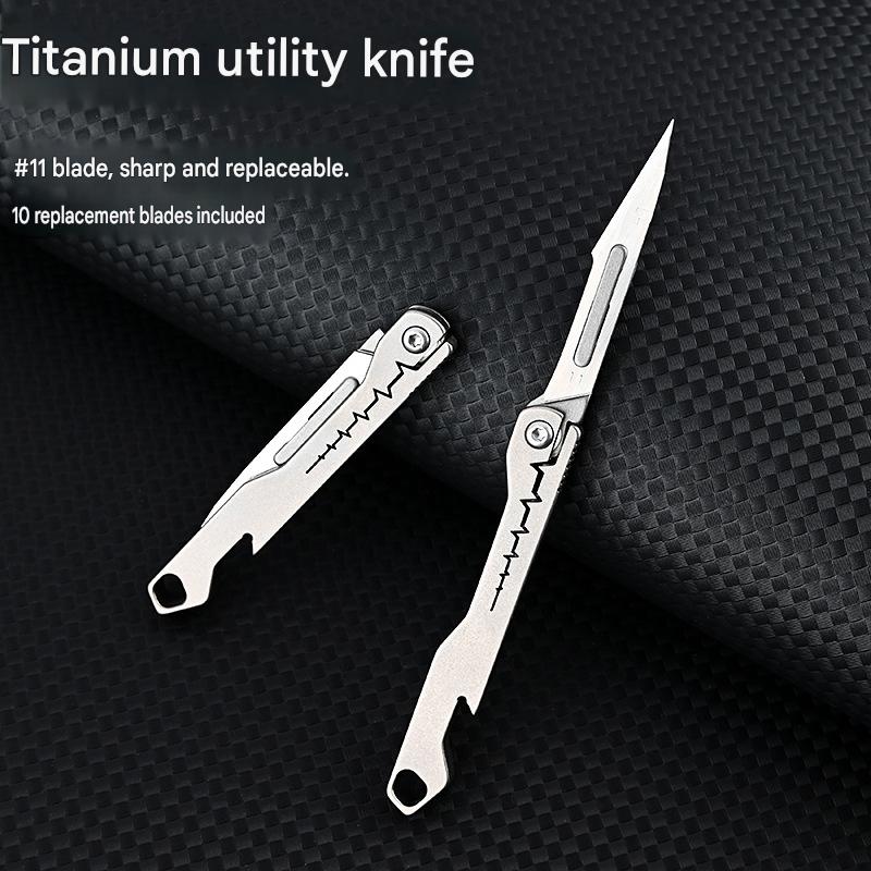 MASALONG Titanium EDC Folding Utility Knife - Quick Change Blade & Bottle Opener