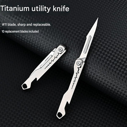 MASALONG Titanium EDC Folding Utility Knife - Quick Change Blade & Bottle Opener