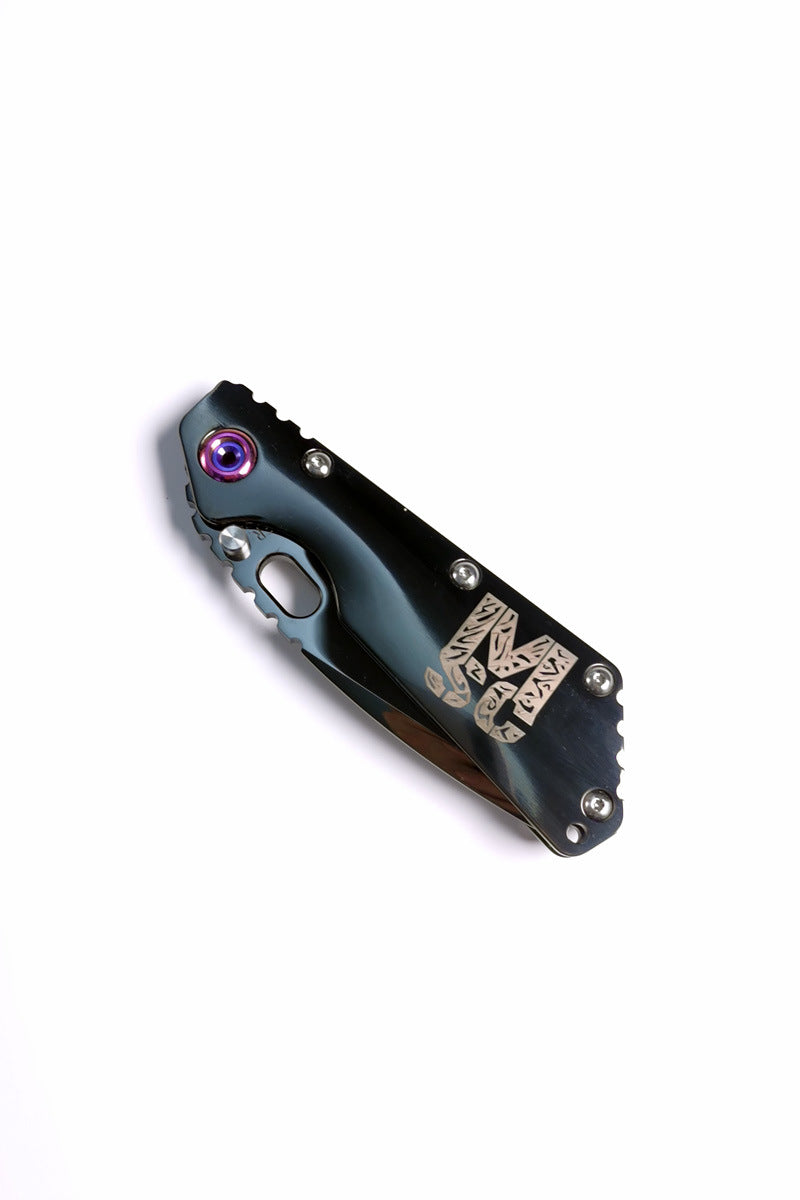 Masalong MH382-DLC Tank Titanium Alloy Folding Knife High Hardness Camping Survival Portable Multi purpose Full Mirror