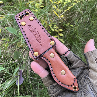 MASALONG DC53 Steel Full Tang Outdoor Utility Knife - Leather Handle EDC KNI-FD-037