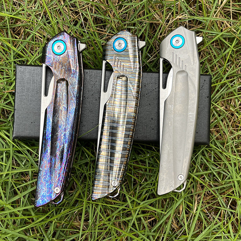 MASALONG D2 Steel Folding Utility Knife - Titanium Handle EDC Blade KNI-FD-009