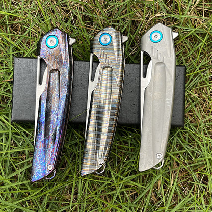MASALONG D2 Steel Folding Utility Knife - Titanium Handle EDC Blade KNI-FD-009