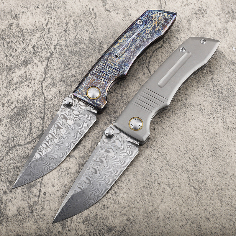 MASALONG VG10 Damascus Steel Blade Titanium Tc4 handle EDC Folding Knife - Outdoor Utility KNI-FD-033