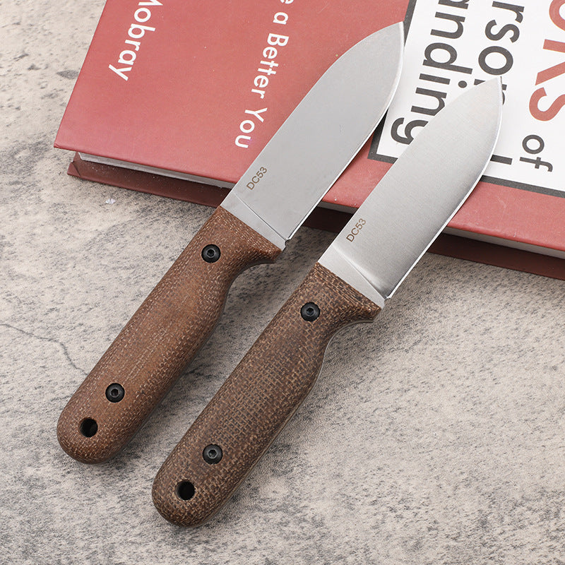 MASALONG DC53 Fixed Blade Outdoor Utility Knife - Linen Handle EDC KNI-FD-017