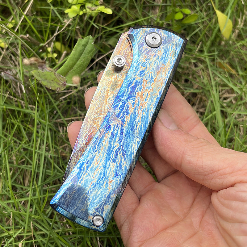 MASALONG D2 Steel EDC Folding Knife - Anodized Titanium Handle KNI-FD-006