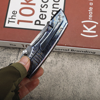 MASALONG VG10 Damascus Steel Blade Titanium Tc4 handle EDC Folding Knife - Outdoor Utility KNI-FD-033