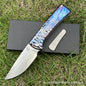 MASALONG D2 Steel Folding Knife - Titanium Handle EDC Outdoor Utility KNI-FD-012