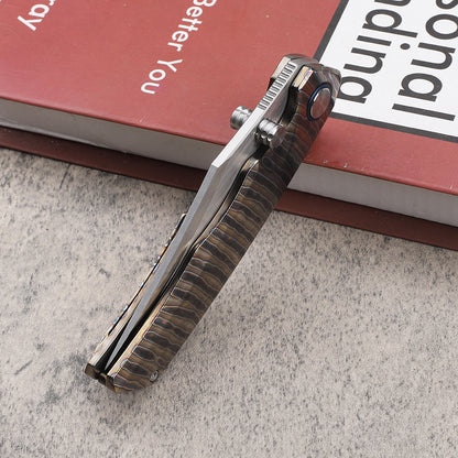 MASALONG VG10 Steel EDC Folding Knife - Fire Pattern TC4 Titanium Handle KNI-FD-025