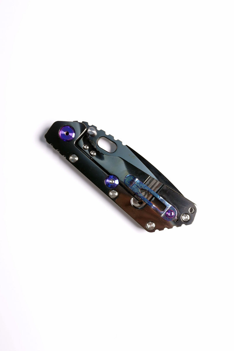 Masalong MH382-DLC Tank Titanium Alloy Folding Knife High Hardness Camping Survival Portable Multi purpose Full Mirror