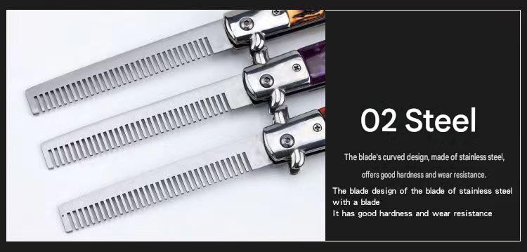 MASALONG Spring Assisted Folding Pocket Comb - Stainless Steel Styling Tool