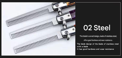 MASALONG Spring Assisted Folding Pocket Comb - Stainless Steel Styling Tool