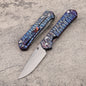 MASALONG Damascus & VG10 Steel Folding Pocket Small Knife - Titanium Handle EDC Kni-fd-023