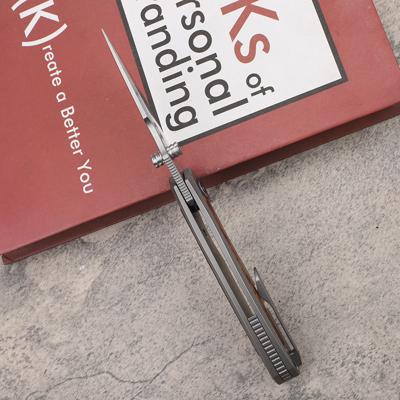 MASALONG VG10 Folding Pocket Knife - Titanium & Ironwood EDC Utility KNI-FD-018
