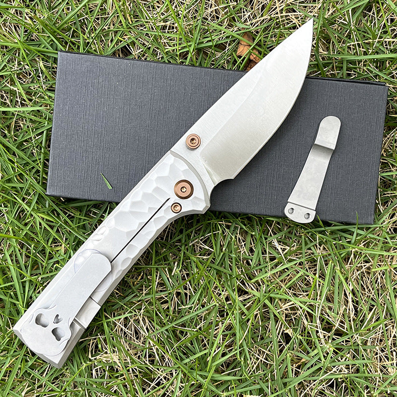 MASALONG 2026 D2 Steel Titanium Handle EDC Folding Utility Tool - Sandblasted KNI-FD-011