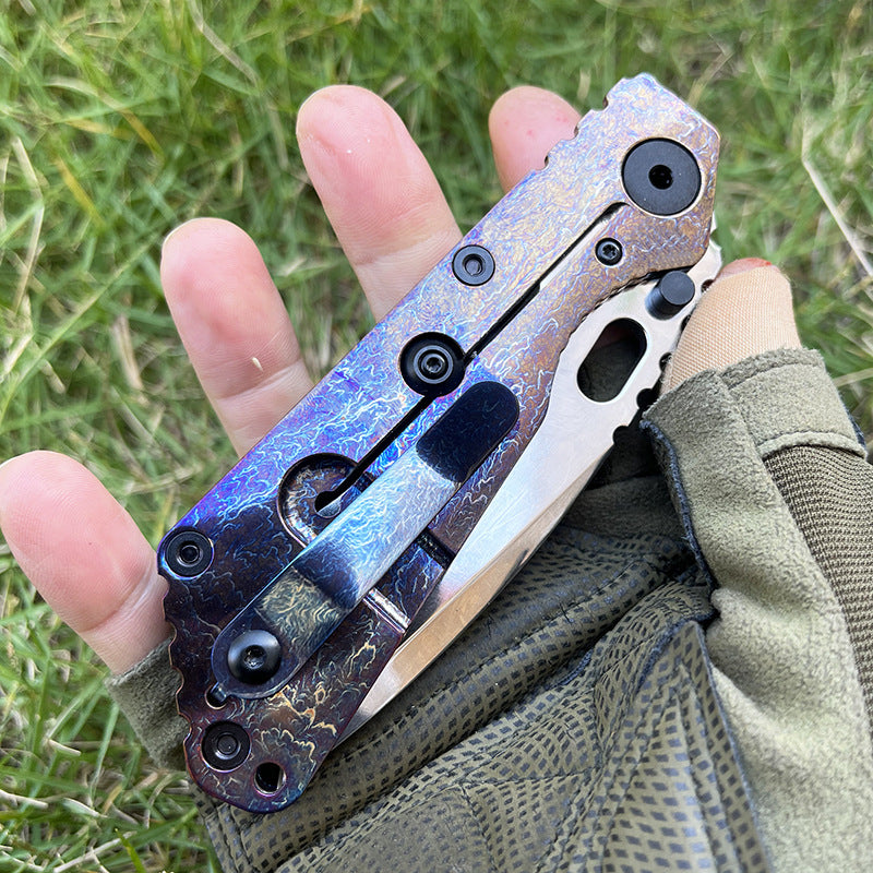 MASALONG 210mm Folding Pocket Knife - Outdoor Camping EDC Utility Tool TC4 Titanium Alloy Handle