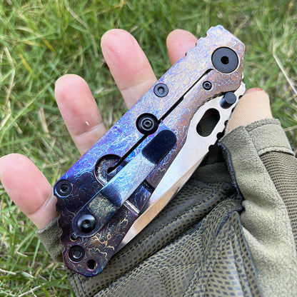 MASALONG 210mm Folding Pocket Knife - Outdoor Camping EDC Utility Tool TC4 Titanium Alloy Handle