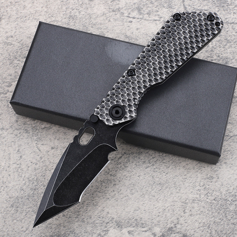 MASALONG D2 Steel Folding EDC Utility Knife - Titanium Handle Outdoor Tool Kni-fd-019