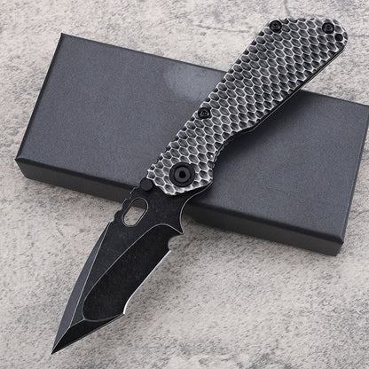 MASALONG D2 Steel Folding EDC Utility Knife - Titanium Handle Outdoor Tool Kni-fd-019