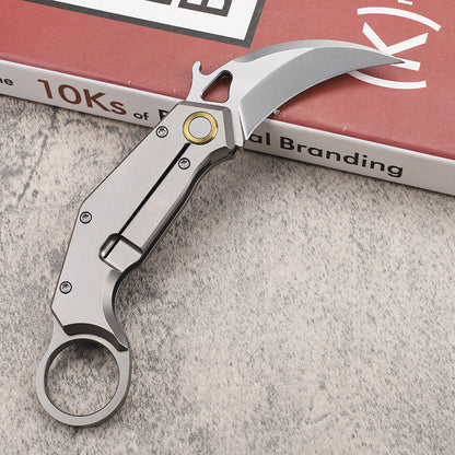 MASALONG 14C28N Steel Folding Karambit EDC Utility Knife -TC4 Titanium Handle KNI-FD-022