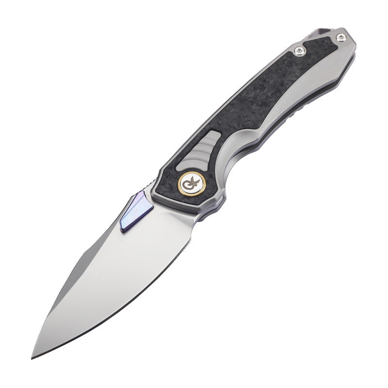 MASALONG 14C28N Steel TC4 Titanium Carbon Fiber EDC Folding Knife - Outdoor Utility